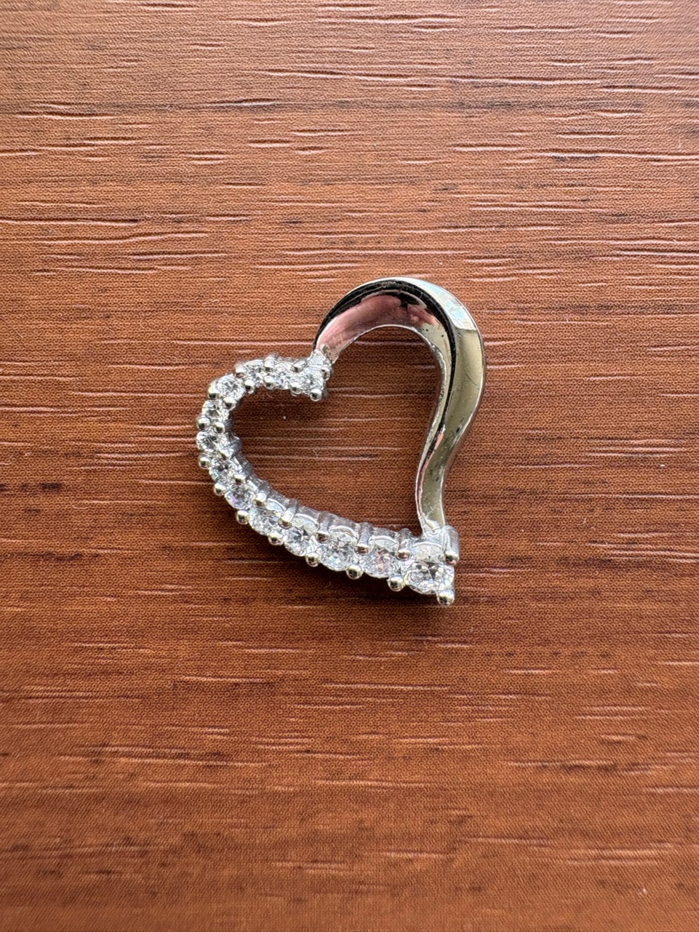Silver Heart CZ Pendant - Silver Crystal Heart Charm